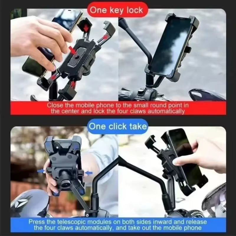 Motorcycles Bicycles Phone Holder 360 Rotation Mobile Phone Navigation Bracket Bike Riding Shockproof for Iphone Samsung Xiaomi