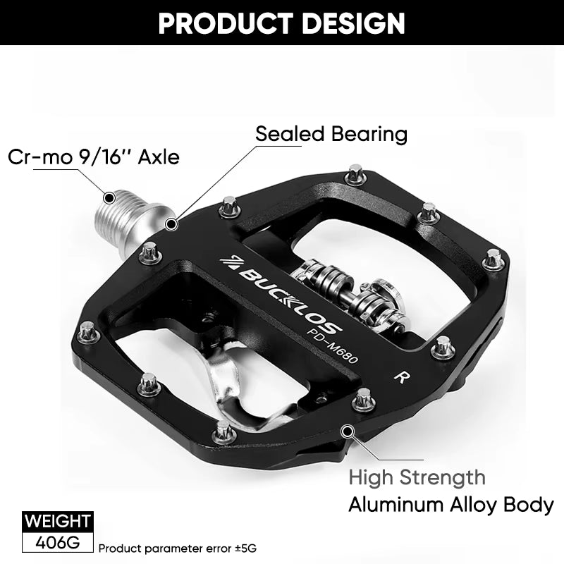 Pedals MTB Bike Flat Pedal Platform Bearing Dual Function Fit SPD System Aluminum Alloy Mountain Bike Pedal Bicycle Part