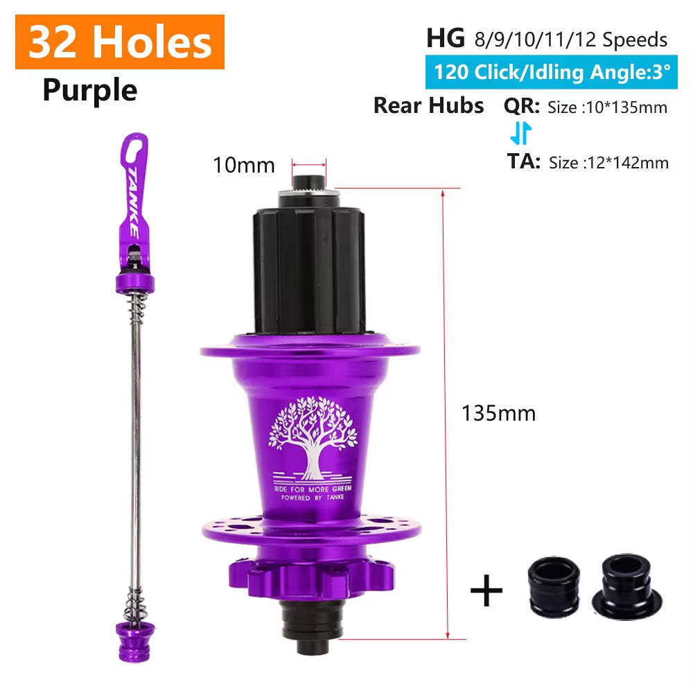 120 Click Hub 6 Bearing MTB Mountain Bike Hub Front Rear 28 32 36 Holes QR Thru-Axle Exchange Disc Brake Bicycle Hubs HG