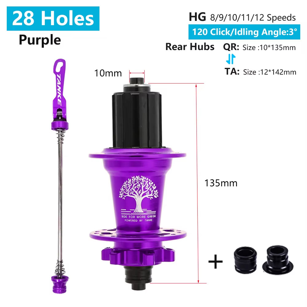 120 Click Hub 6 Bearing MTB Mountain Bike Hub Front Rear 28 32 36 Holes QR Thru-Axle Exchange Disc Brake Bicycle Hubs HG