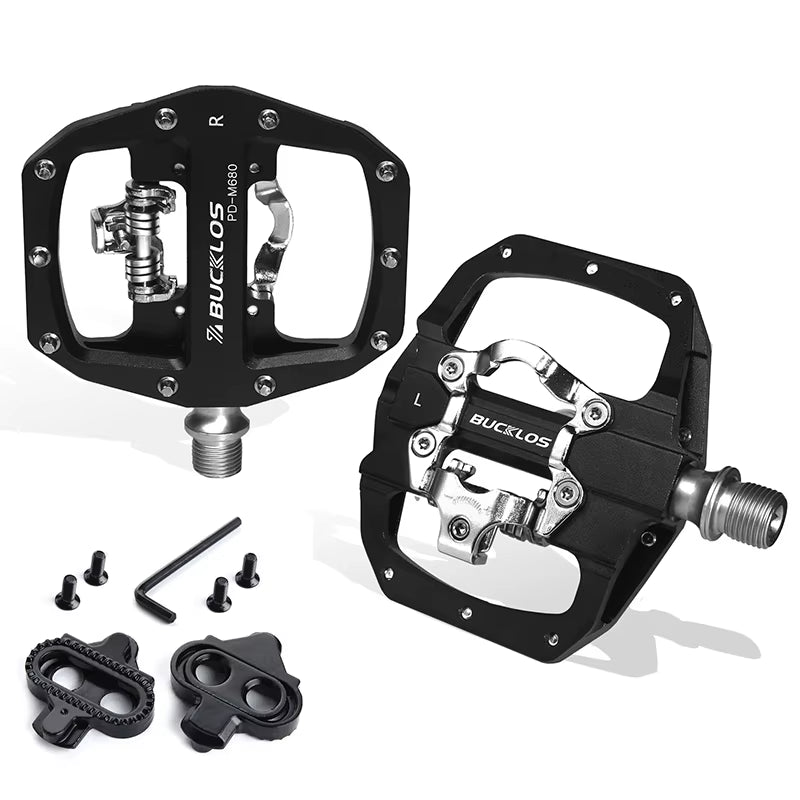 Pedals MTB Bike Flat Pedal Platform Bearing Dual Function Fit SPD System Aluminum Alloy Mountain Bike Pedal Bicycle Part