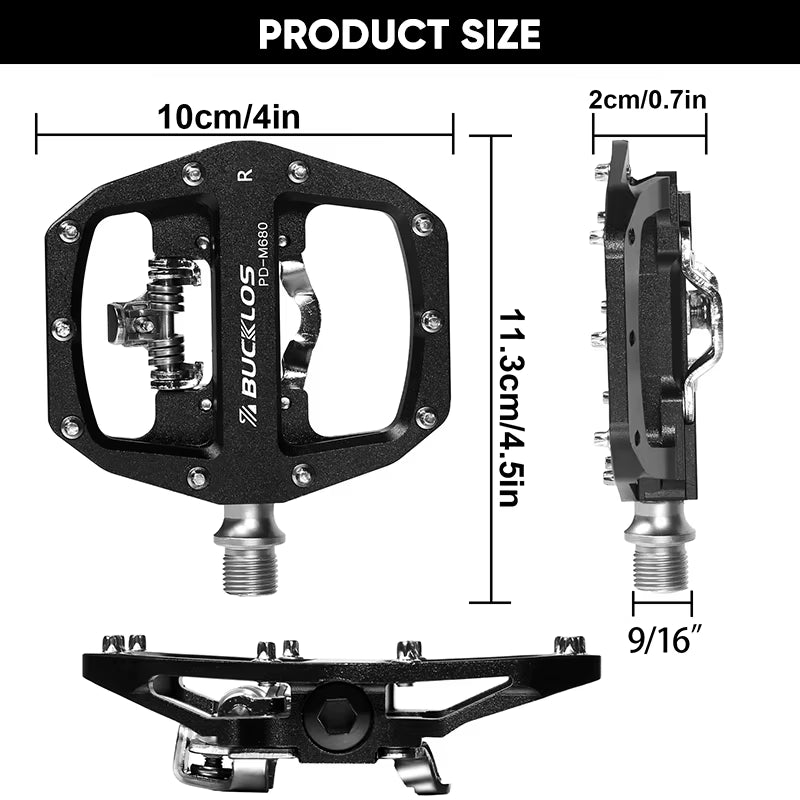 Pedals MTB Bike Flat Pedal Platform Bearing Dual Function Fit SPD System Aluminum Alloy Mountain Bike Pedal Bicycle Part