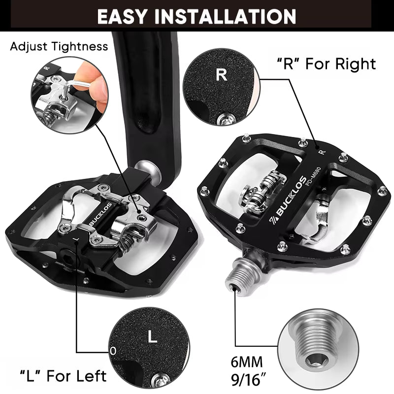 Pedals MTB Bike Flat Pedal Platform Bearing Dual Function Fit SPD System Aluminum Alloy Mountain Bike Pedal Bicycle Part