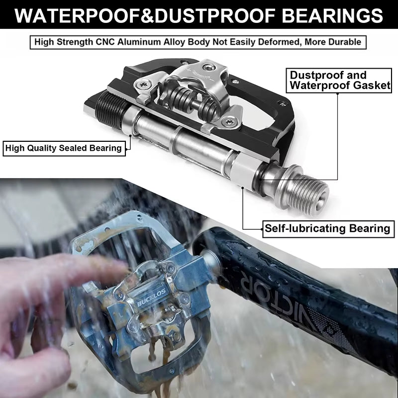 Pedals MTB Bike Flat Pedal Platform Bearing Dual Function Fit SPD System Aluminum Alloy Mountain Bike Pedal Bicycle Part