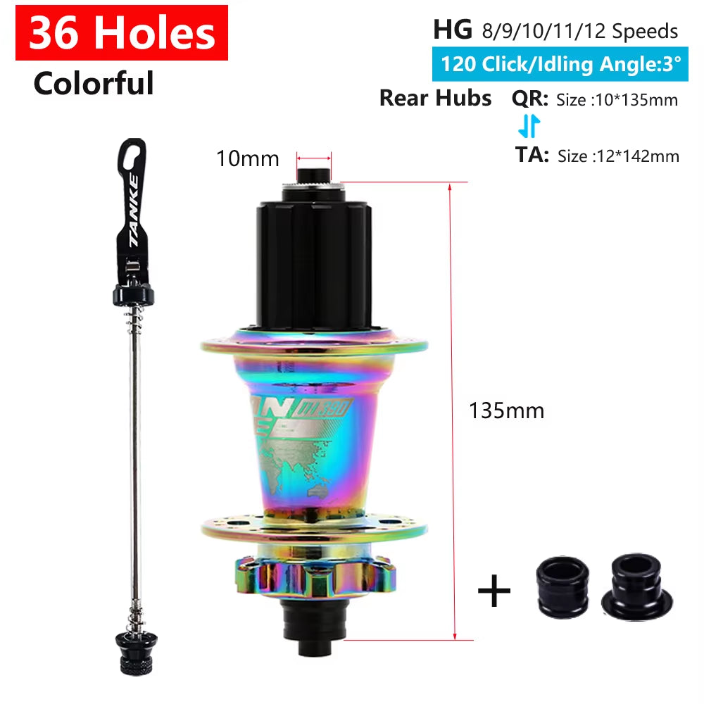 120 Click Hub 6 Bearing MTB Mountain Bike Hub Front Rear 28 32 36 Holes QR Thru-Axle Exchange Disc Brake Bicycle Hubs HG