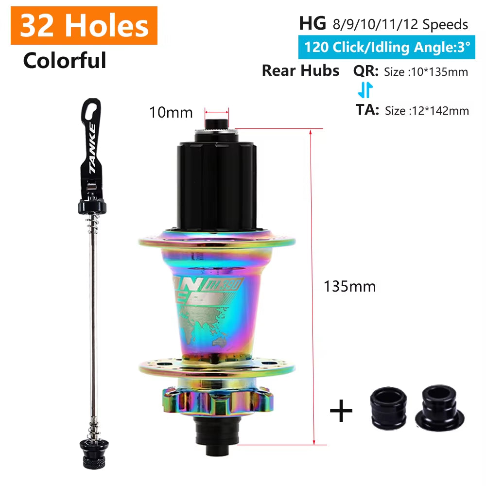 120 Click Hub 6 Bearing MTB Mountain Bike Hub Front Rear 28 32 36 Holes QR Thru-Axle Exchange Disc Brake Bicycle Hubs HG