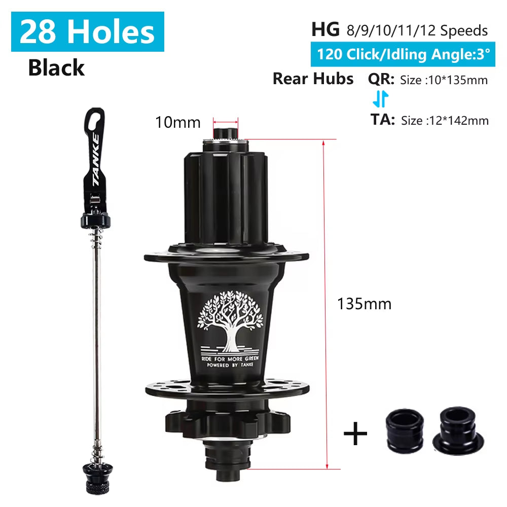 120 Click Hub 6 Bearing MTB Mountain Bike Hub Front Rear 28 32 36 Holes QR Thru-Axle Exchange Disc Brake Bicycle Hubs HG