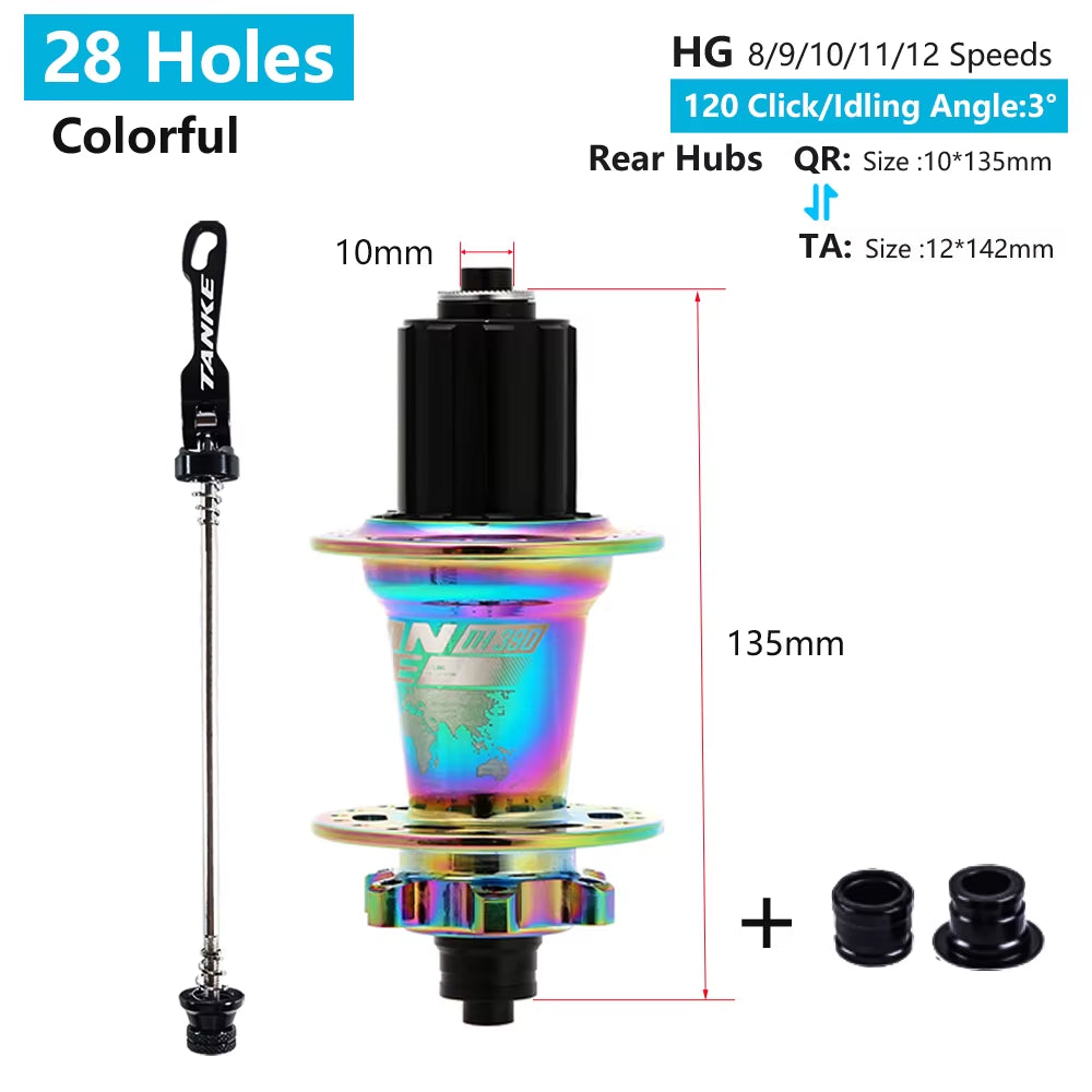 120 Click Hub 6 Bearing MTB Mountain Bike Hub Front Rear 28 32 36 Holes QR Thru-Axle Exchange Disc Brake Bicycle Hubs HG