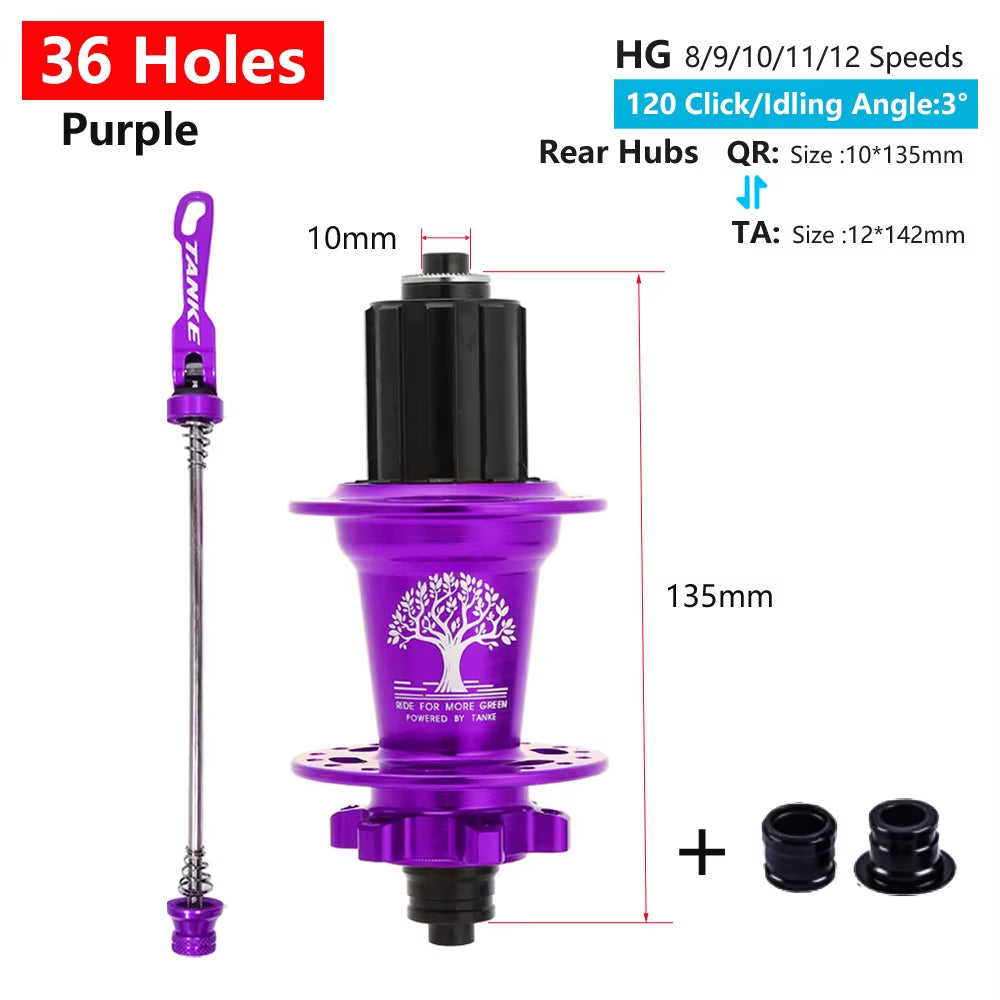 120 Click Hub 6 Bearing MTB Mountain Bike Hub Front Rear 28 32 36 Holes QR Thru-Axle Exchange Disc Brake Bicycle Hubs HG