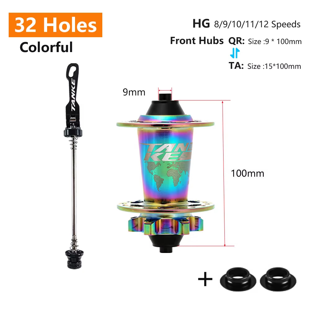 120 Click Hub 6 Bearing MTB Mountain Bike Hub Front Rear 28 32 36 Holes QR Thru-Axle Exchange Disc Brake Bicycle Hubs HG