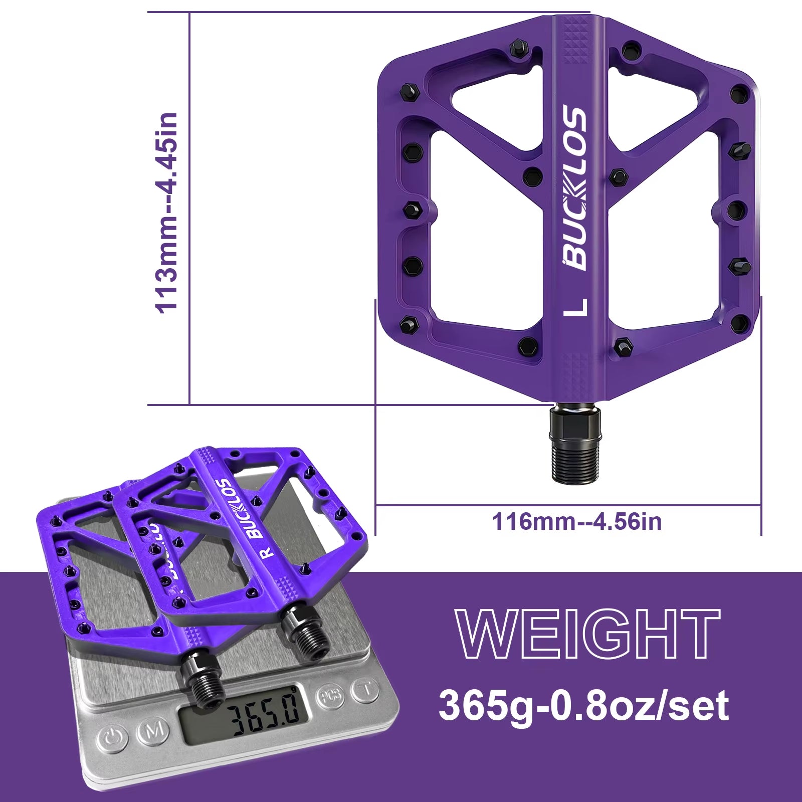 BUCKLOS Nylon Bicycle Pedal Anti-Slip Mountain Bike Pedals Dustprood Waterproof Seal Bearing Pedal Bike Accessories Mtb