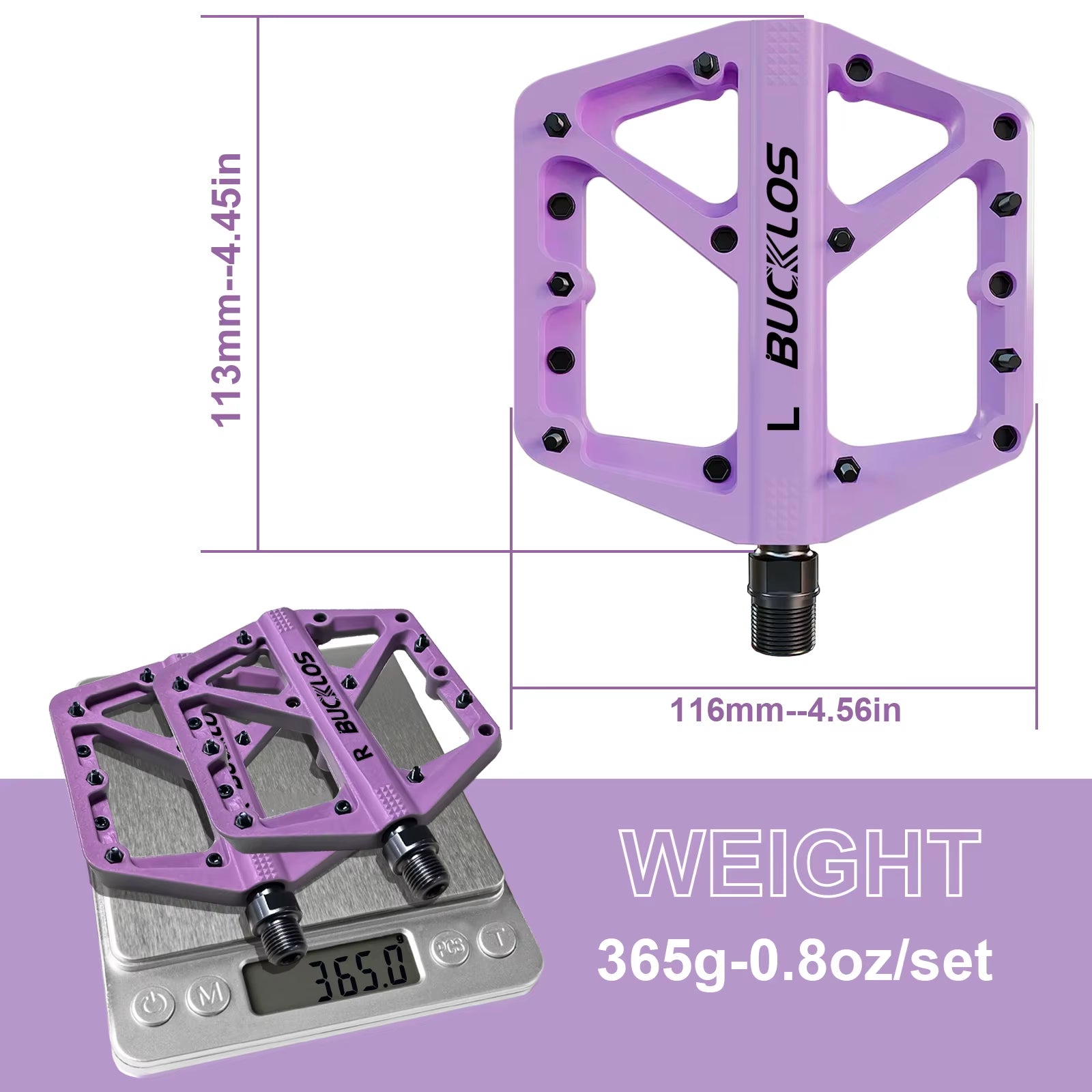 BUCKLOS Nylon Bicycle Pedal Anti-Slip Mountain Bike Pedals Dustprood Waterproof Seal Bearing Pedal Bike Accessories Mtb