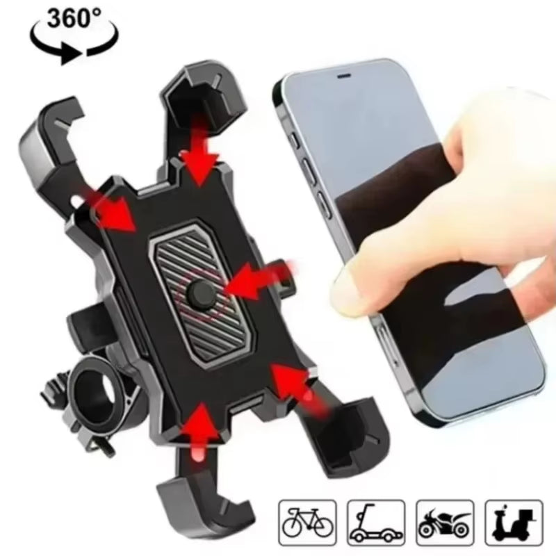 Motorcycles Bicycles Phone Holder 360 Rotation Mobile Phone Navigation Bracket Bike Riding Shockproof for Iphone Samsung Xiaomi