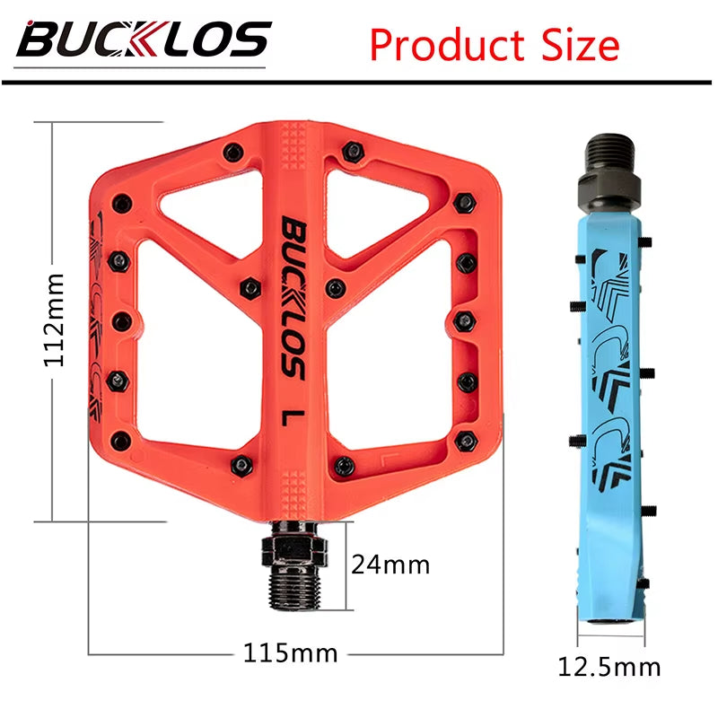 BUCKLOS Nylon Bicycle Pedal Anti-Slip Mountain Bike Pedals Dustprood Waterproof Seal Bearing Pedal Bike Accessories Mtb