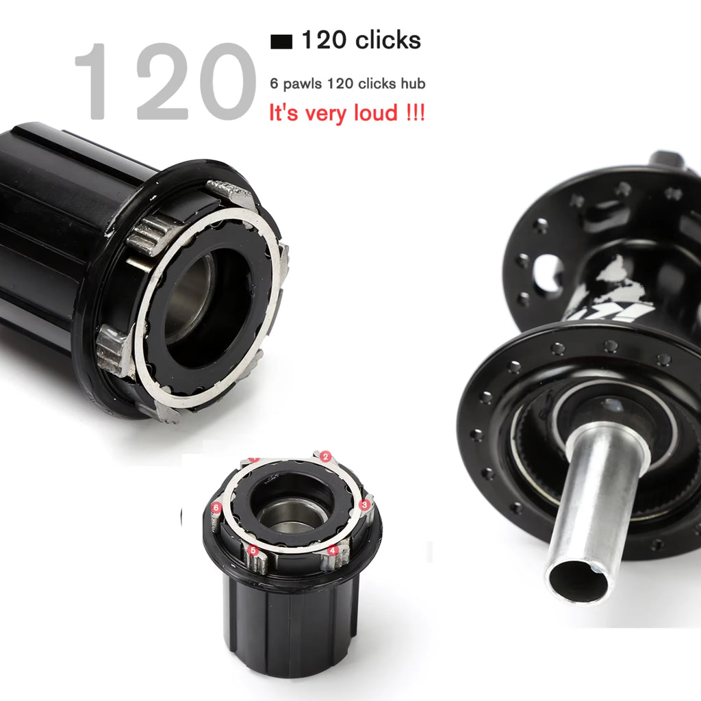 120 Click Hub 6 Bearing MTB Mountain Bike Hub Front Rear 28 32 36 Holes QR Thru-Axle Exchange Disc Brake Bicycle Hubs HG