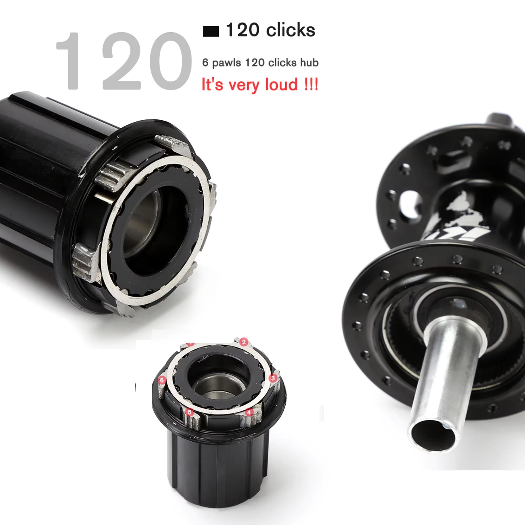 120 Click Hub 6 Bearing MTB Mountain Bike Hub Front Rear 28 32 36 Holes QR Thru-Axle Exchange Disc Brake Bicycle Hubs HG