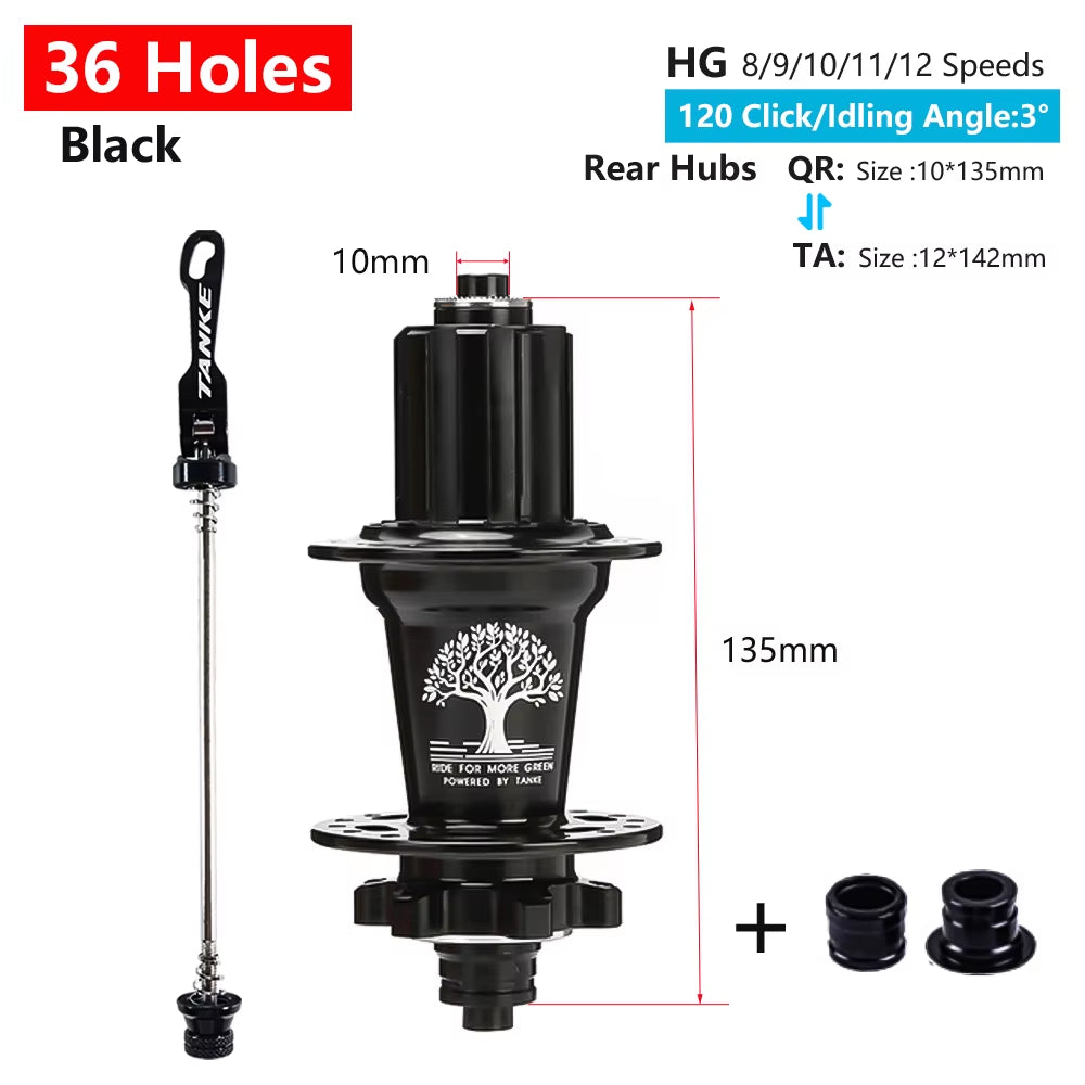 120 Click Hub 6 Bearing MTB Mountain Bike Hub Front Rear 28 32 36 Holes QR Thru-Axle Exchange Disc Brake Bicycle Hubs HG