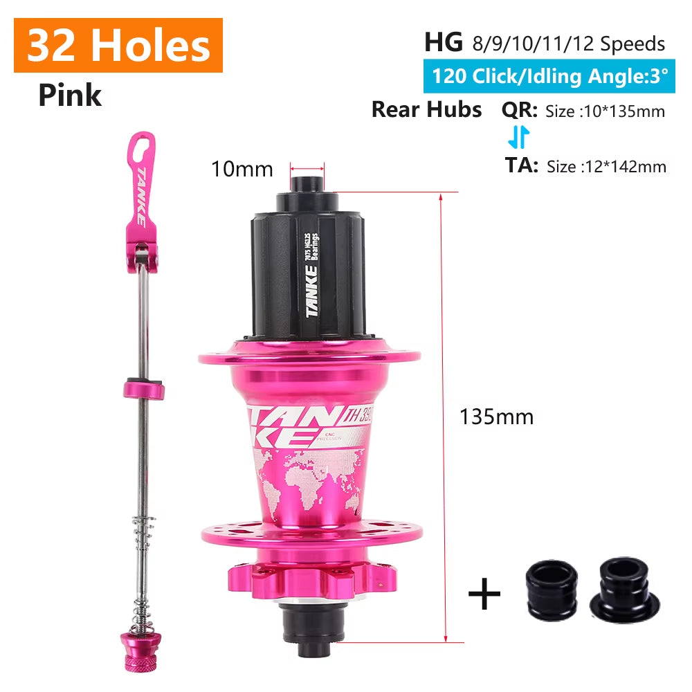 120 Click Hub 6 Bearing MTB Mountain Bike Hub Front Rear 28 32 36 Holes QR Thru-Axle Exchange Disc Brake Bicycle Hubs HG